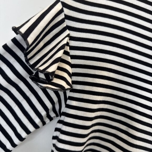 H&M Black & White Striped Ruffle Long Sleeve Top Size Medium - Picture 4 of 15